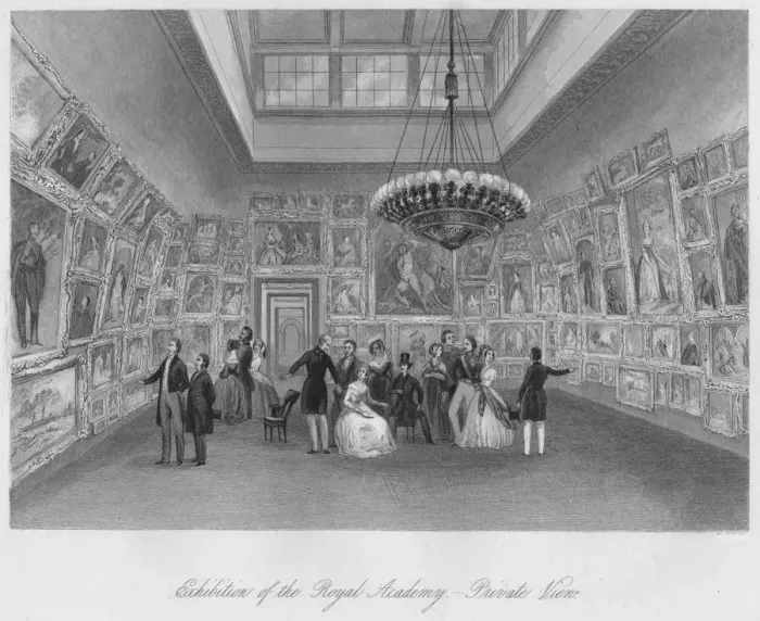 Framed Print : Exhibition of the Royal Academy. - Private View, c1841. Artists: Henry Melville, William Radclyffe, Edward Radclyffe Framed Print : Exhibition of the Royal Academy. - Private View, c1841. Artists: Henry Melville, William Radclyffe, Edward Radclyffe