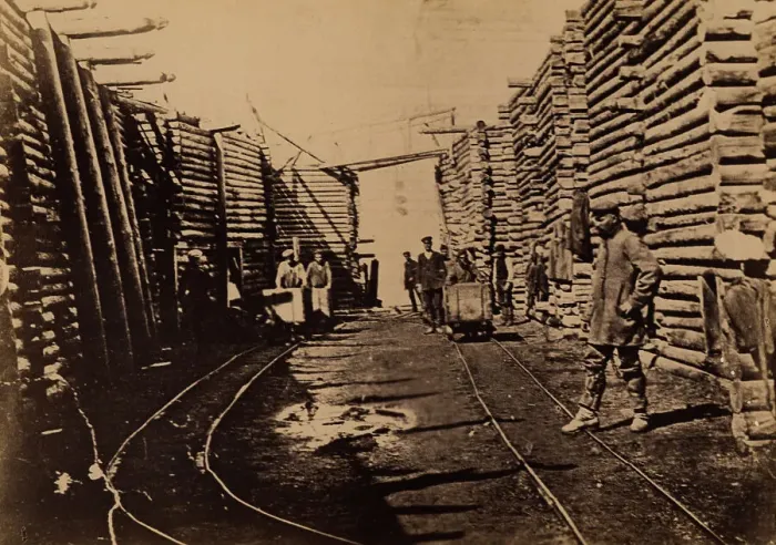 Framed Print : Exiled Convicts Hauling Coal in the Yards of the Due Coal Mine, 1880-1899. Creator: Innokenty Ignatievich Pavlovsky Framed Print : Exiled Convicts Hauling Coal in the Yards of the Due Coal Mine, 1880-1899. Creator: Innokenty Ignatievich Pavlovsky