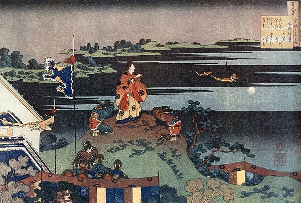 The Exiled Poet Nakamaro (Abe no Nakamaro), c1838. Artist: Hokusai