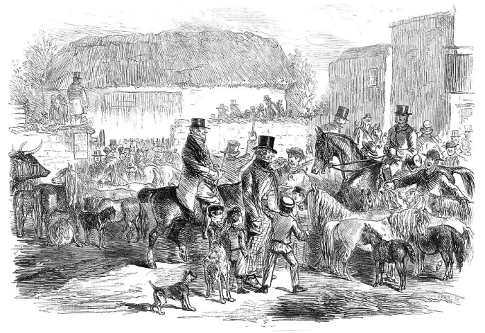 Framed Print : The Exmoor Pony Fair at Bampton, Devon, 1860. Creator: Unknown Framed Print : The Exmoor Pony Fair at Bampton, Devon, 1860. Creator: Unknown