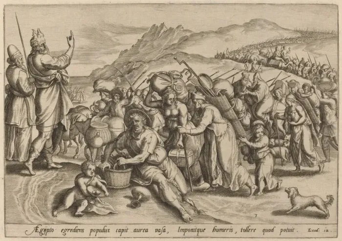 Framed Print : The Exodus from Egypt, 1585. Creator: Johann Sadeler I Framed Print : The Exodus from Egypt, 1585. Creator: Johann Sadeler I