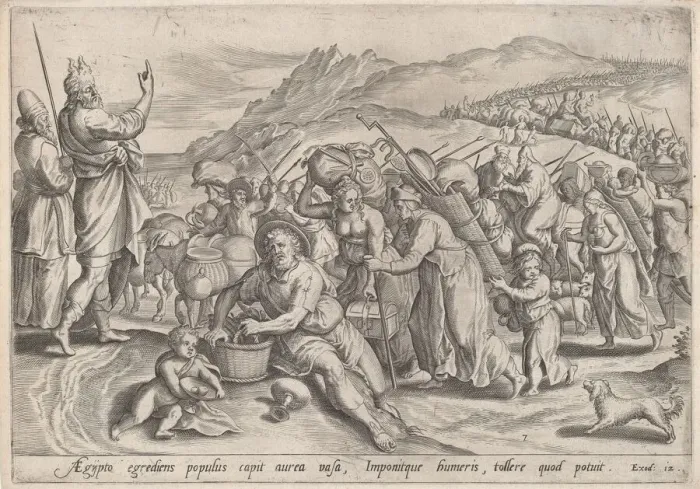 Framed Print : The Exodus from Egypt, c. 1585. Creator: Johann Sadeler I Framed Print : The Exodus from Egypt, c. 1585. Creator: Johann Sadeler I