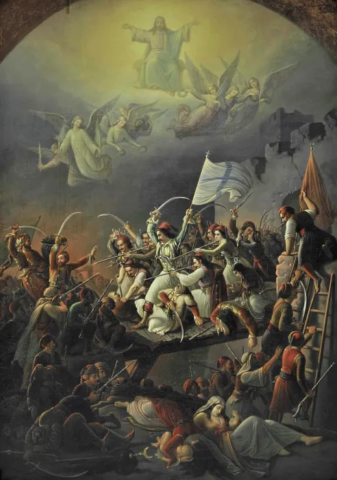 Framed Print : The Exodus from Missolonghi, 1853. Creator: Vryzakis, Theodoros (1814-1878) Framed Print : The Exodus from Missolonghi, 1853. Creator: Vryzakis, Theodoros (1814-1878)