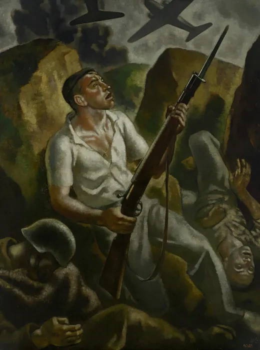 Framed Print : The Exodus. Triptych of War, left panel, 1937-1938. Creator: Arteta, Aurelio (1879-1940) Framed Print : The Exodus. Triptych of War, left panel, 1937-1938. Creator: Arteta, Aurelio (1879-1940)