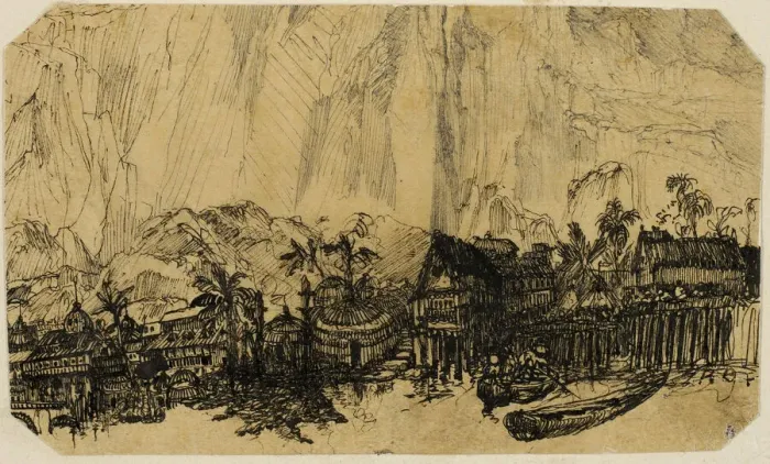 Framed Print : Exotic Landscape, n. d. Creator: Rodolphe Bresdin Framed Print : Exotic Landscape, n. d. Creator: Rodolphe Bresdin