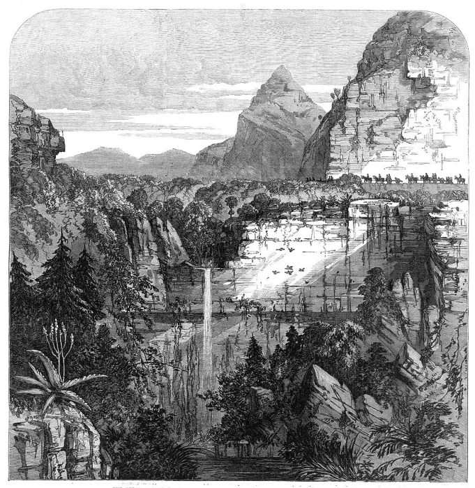 Framed Print : The Expedition to Abyssinia: waterfall on the Mai Muna, near Senafe, 1868. Creator: Unknown