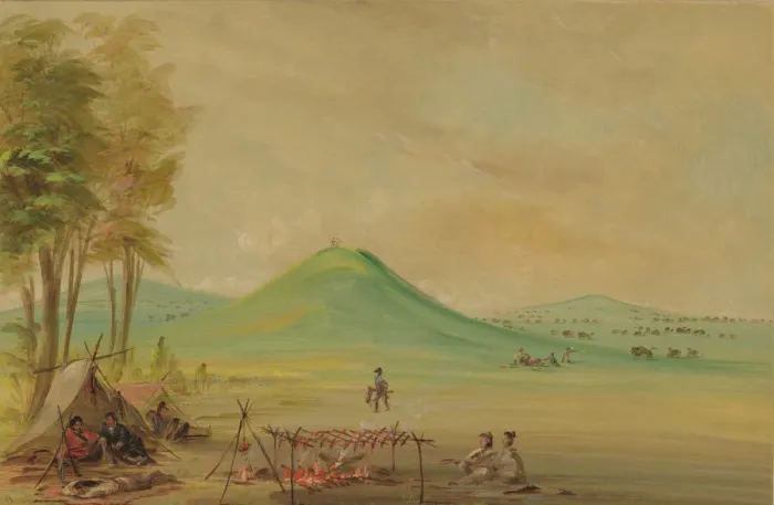 Framed Print : Expedition Encamped on a Texas Prairie. April 1686, 1847 / 1848. Creator: George Catlin Framed Print : Expedition Encamped on a Texas Prairie. April 1686, 1847 / 1848. Creator: George Catlin
