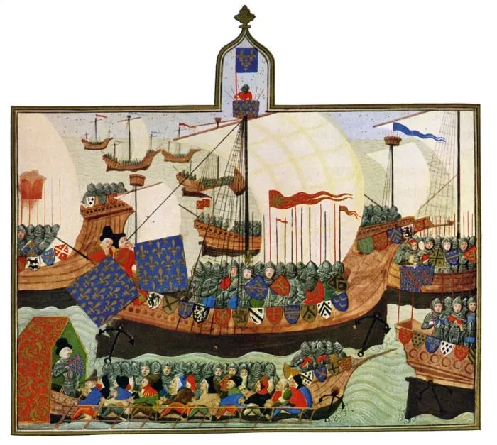 Framed Print : The Expedition of the French and Genoese to Barbary, 15th Century. Artist: Master of the Harley Froissart Framed Print : The Expedition of the French and Genoese to Barbary, 15th Century. Artist: Master of the Harley Froissart