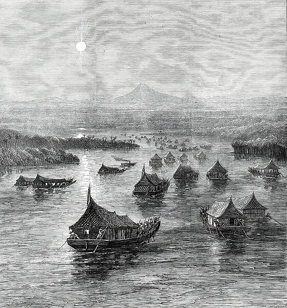 The Expedition against the Malays: the British Force ascending the Perak River, 1876. Creator: J Greenaway