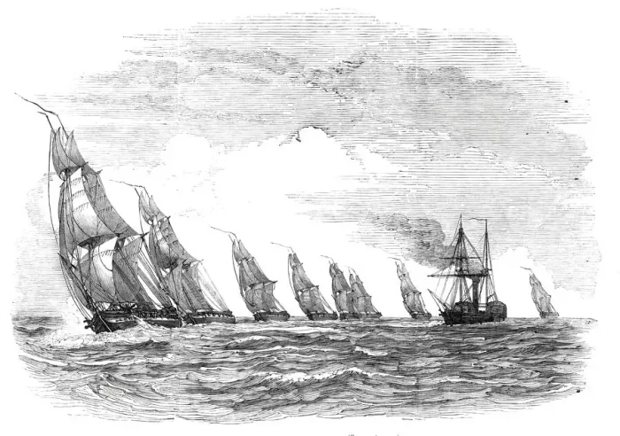 Framed Print : The Experimental Brig Squadron, 1844. Creator: Unknown Framed Print : The Experimental Brig Squadron, 1844. Creator: Unknown