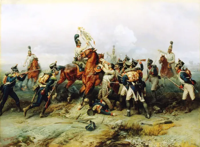 Framed Print : The Exploit of the Mounted regiment in the Battle of Austerlitz, 1884 Framed Print : The Exploit of the Mounted regiment in the Battle of Austerlitz, 1884