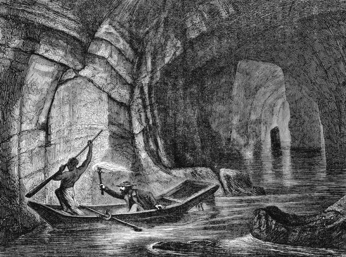 Framed Print : Exploring a subterranean river in the Mammoth Cave, Kentucky, USA, c1870 Framed Print : Exploring a subterranean river in the Mammoth Cave, Kentucky, USA, c1870