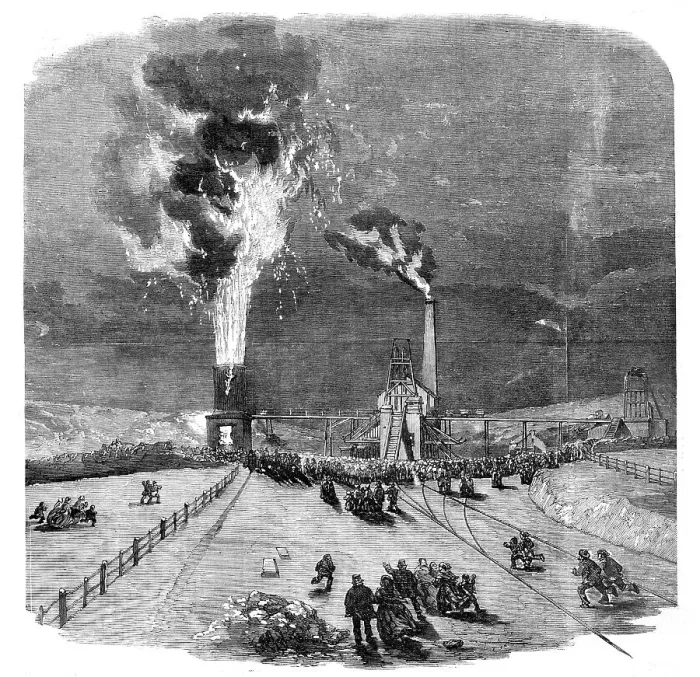 Framed Print : The Explosion at Lund Hill Colliery, Barnsley, 1857. Creator: Unknown Framed Print : The Explosion at Lund Hill Colliery, Barnsley, 1857. Creator: Unknown