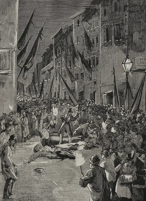 Framed Print : Explosion of an Orsini bomb in Via Guelfa, Florence, Italy, 1878. Creator: Unknown Framed Print : Explosion of an Orsini bomb in Via Guelfa, Florence, Italy, 1878. Creator: Unknown