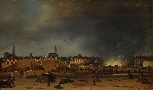 The explosion of the powder magazine in Delft, 12 October 1654, (1654-1660). Creator: Egbert van der Poel