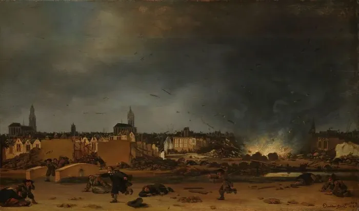 Framed Print : The explosion of the powder magazine in Delft, 12 October 1654, (1654-1660). Creator: Egbert van der Poel Framed Print : The explosion of the powder magazine in Delft, 12 October 1654, (1654-1660). Creator: Egbert van der Poel