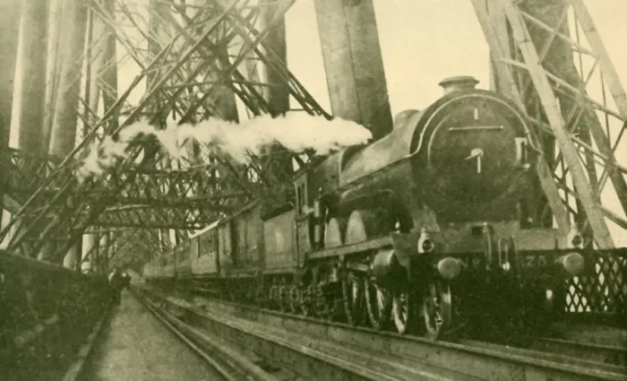 Framed Print : An Express Train Crossing the Forth Bridge, c1930. Creator: Leslie J. Thompson Framed Print : An Express Train Crossing the Forth Bridge, c1930. Creator: Leslie J. Thompson