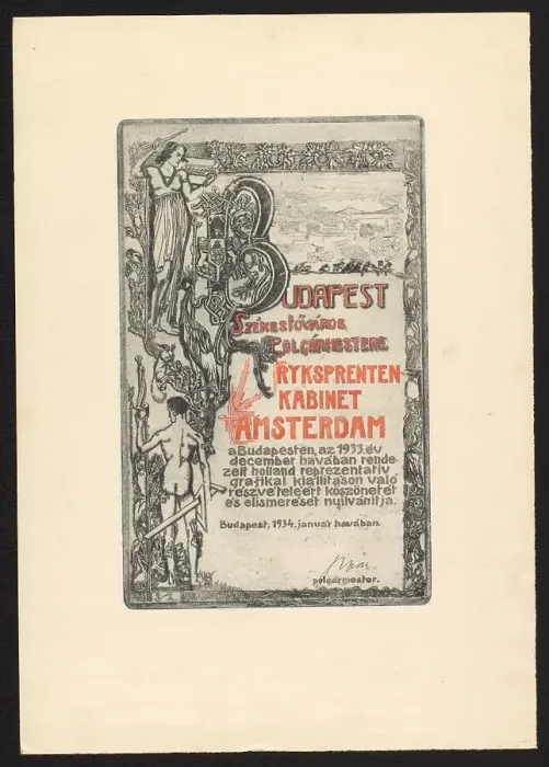Framed Print : Expression of thanks from the mayor of Budapest for participation in an exhibition... 1934. Creator: Unknown Framed Print : Expression of thanks from the mayor of Budapest for participation in an exhibition... 1934. Creator: Unknown