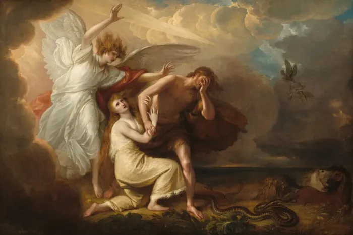 Framed Print : The Expulsion of Adam and Eve from Paradise, 1791. Creator: Benjamin West Framed Print : The Expulsion of Adam and Eve from Paradise, 1791. Creator: Benjamin West