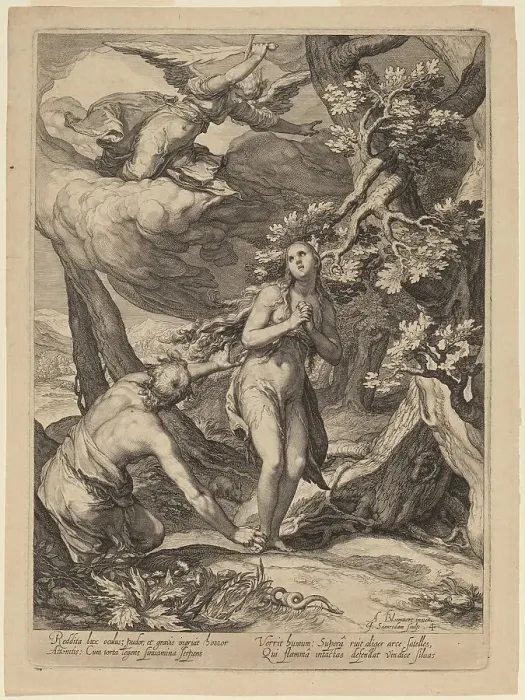 Framed Print : Expulsion from Eden, 1604. Creator: Jan Saenredam Framed Print : Expulsion from Eden, 1604. Creator: Jan Saenredam