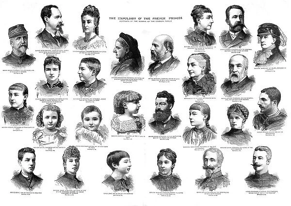 The Expulsion of the French Princes; Portraits of the members of the Orleans family, 1886. Creator: Unknown