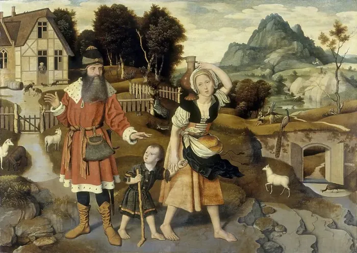 Framed Print : The Expulsion of Hagar, 1520. Creator: Jan Mostaert Framed Print : The Expulsion of Hagar, 1520. Creator: Jan Mostaert