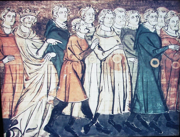 The expulsion of Jews from France in 1182 (A miniature from Grandes Chroniques de France), 1320s. Artist: Anonymous