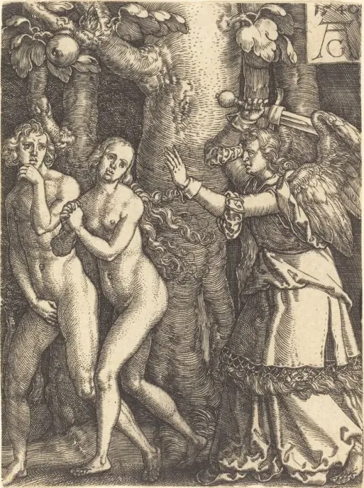 Framed Print : Expulsion from Paradise, 1540. Creator: Heinrich Aldegrever Framed Print : Expulsion from Paradise, 1540. Creator: Heinrich Aldegrever