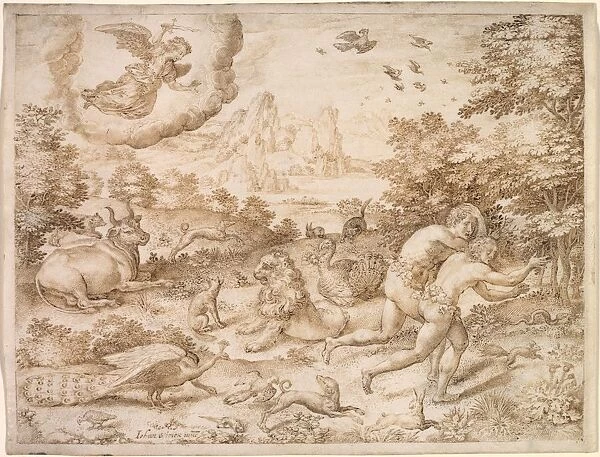The Expulsion from Paradise, c. 1606. Creator: Jan Wierix (Flemish, c. 1549-aft 1615)
