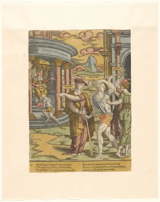 Framed Print : The expulsion of the prodigal son, c.1540-c.1550. Creator: Cornelis Anthonisz Framed Print : The expulsion of the prodigal son, c.1540-c.1550. Creator: Cornelis Anthonisz