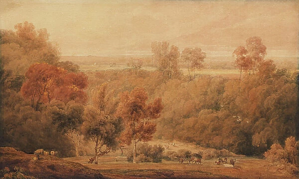An Extensive Wooded Landscape With Cattle In The Foreground, early 19th century. Creator: Amelia Long