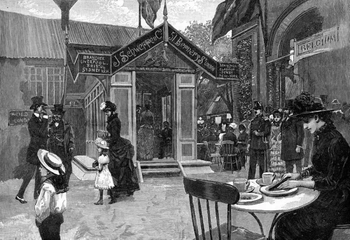 Framed Print : Exterior cafe scene, 19th century Framed Print : Exterior cafe scene, 19th century