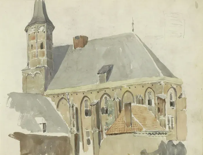Framed Print : Exterior of a church, 1822-1893. Creator: Willem Troost II Framed Print : Exterior of a church, 1822-1893. Creator: Willem Troost II