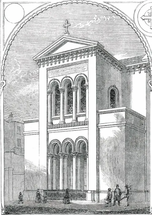 Framed Print : Exterior of the New Greek Church London Wall, 1850. Creator: Unknown Framed Print : Exterior of the New Greek Church London Wall, 1850. Creator: Unknown