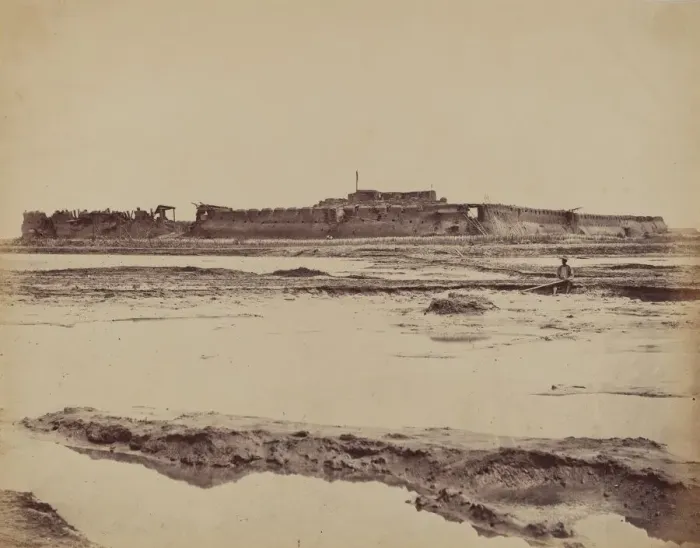 Framed Print : Exterior of North Taku Fort on Peiho River, Showing the English and French Entrance