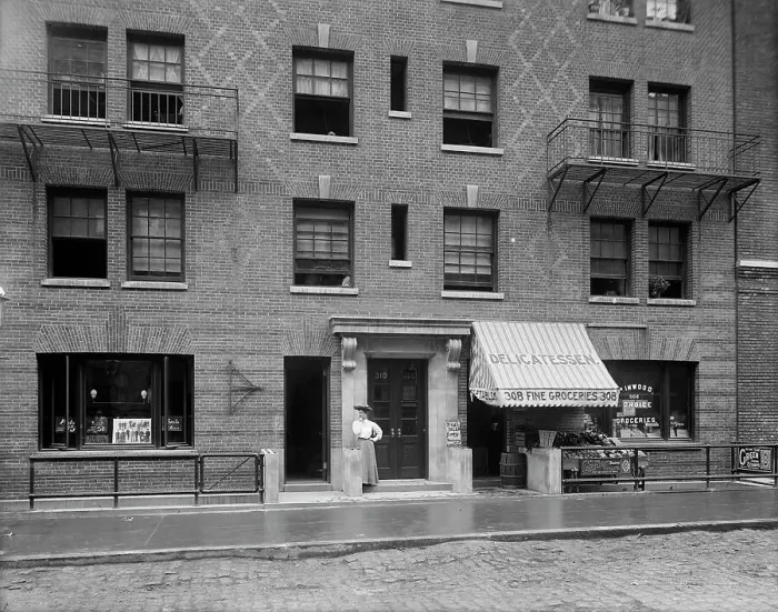 Framed Print : Exterior of tenement house, New York City, between 1900 and 1910. Creator: Unknown Framed Print : Exterior of tenement house, New York City, between 1900 and 1910. Creator: Unknown