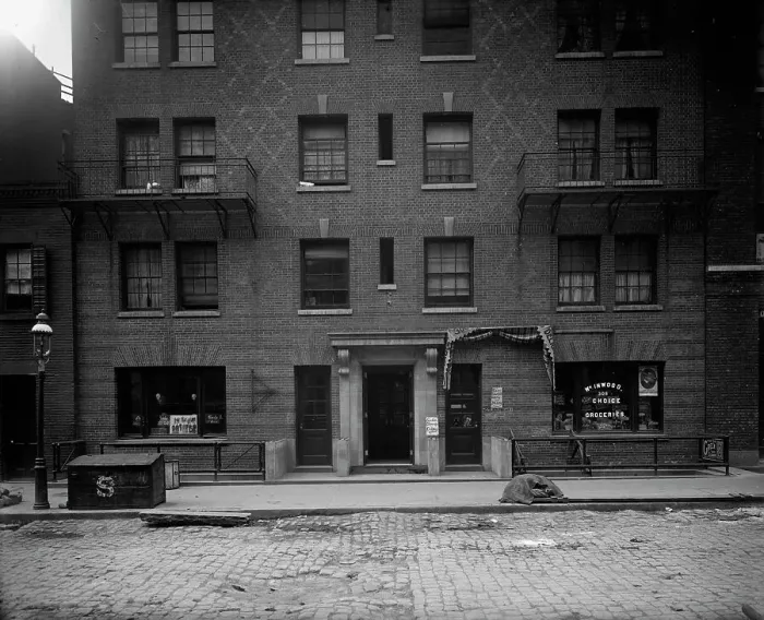 Framed Print : Exterior of tenement, New York City, between 1900 and 1910. Creator: William H. Jackson Framed Print : Exterior of tenement, New York City, between 1900 and 1910. Creator: William H. Jackson