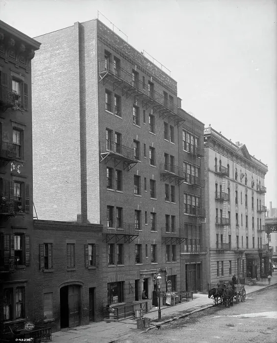 Framed Print : Exterior of tenement, New York City, between 1900 and 1910. Creator: William H. Jackson Framed Print : Exterior of tenement, New York City, between 1900 and 1910. Creator: William H. Jackson