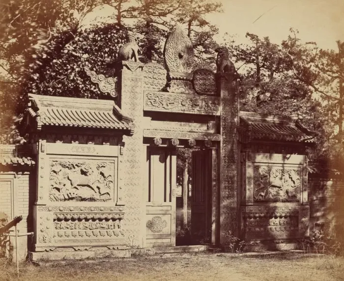 Framed Print : Exterior of the Tomb Depot Near Pekin, October 1860, 1860. Creator: Felice Beato Framed Print : Exterior of the Tomb Depot Near Pekin, October 1860, 1860. Creator: Felice Beato