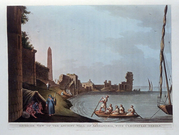 Exterior View of the Ancient Wall of Alexandria, with Cleopatras Needle, 1802. Artist: Thomas Milton