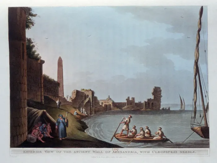 Framed Print : Exterior View of the Ancient Wall of Alexandria, with Cleopatras Needle, 1802. Artist: Thomas Milton Framed Print : Exterior View of the Ancient Wall of Alexandria, with Cleopatras Needle, 1802. Artist: Thomas Milton