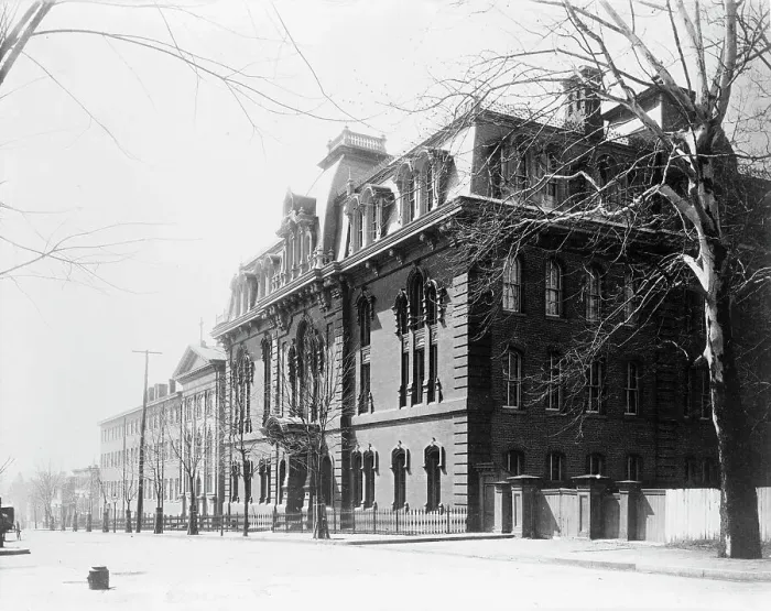 Framed Print : Exterior view of Georgetown Visitation Preparatory School, Washington, DC, between 1890 and 1910(?). Creator: Frances Benjamin Johnston Framed Print : Exterior view of Georgetown Visitation Preparatory School, Washington, DC, between 1890 and 1910(?). Creator: Frances Benjamin Johnston