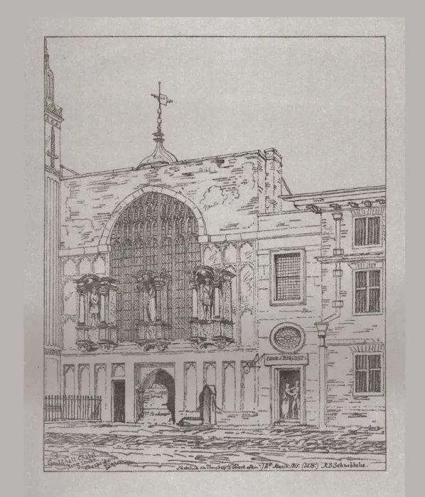 Framed Print : Exterior view of the Guildhall Chapel, 1815, (1886) Framed Print : Exterior view of the Guildhall Chapel, 1815, (1886)