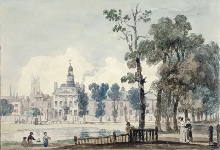Framed Print : Exterior view of Old Bethlehem Hospital, Moorfields, City of London, 1811. Artist Framed Print : Exterior view of Old Bethlehem Hospital, Moorfields, City of London, 1811. Artist