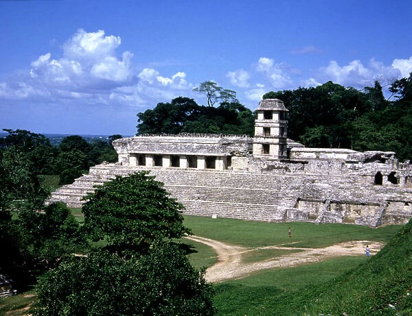 Exterior view of The Palace in the Mayan ruins of Palenque