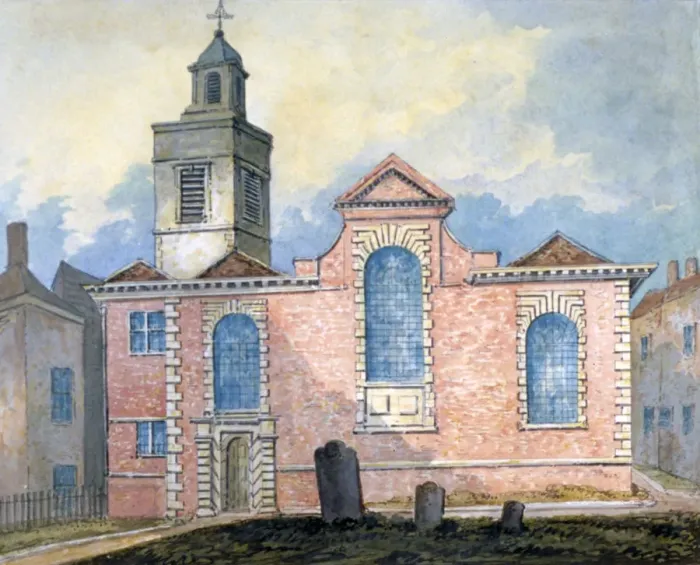 Framed Print : Exterior view of St Anne and St Agnes, City of London, c1810. Artist: William Pearson Framed Print : Exterior view of St Anne and St Agnes, City of London, c1810. Artist: William Pearson