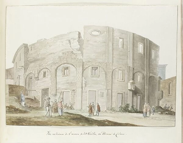 Exterior wall of old theater of Catania, 1778. Creator: Louis Ducros