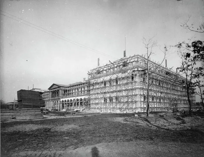 Framed Print : Exterior of Woman's Building, while under construction, at World's Fair, Chicago, Illinois, 1892. Creator: Frances Benjamin Johnston Framed Print : Exterior of Woman's Building, while under construction, at World's Fair, Chicago, Illinois, 1892. Creator: Frances Benjamin Johnston
