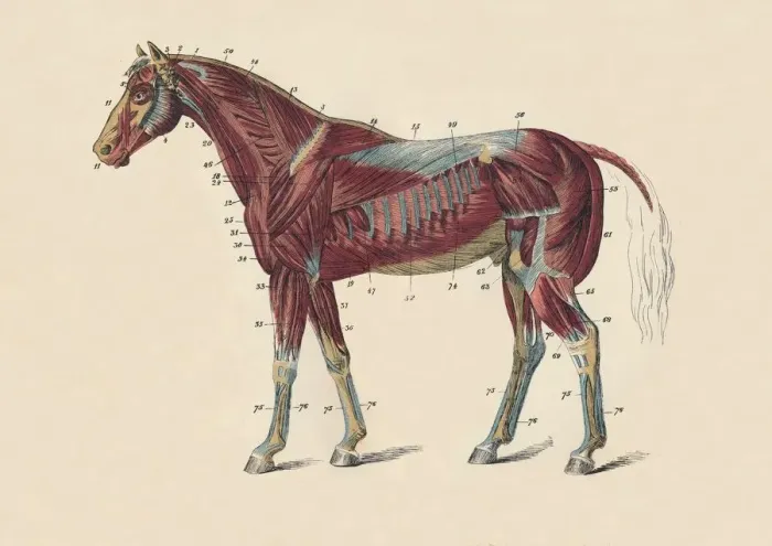 Framed Print : External Muscles and Tendons of the Horses Body, c1879. Creator: Unknown Framed Print : External Muscles and Tendons of the Horses Body, c1879. Creator: Unknown