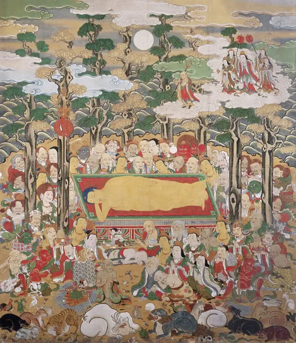 Framed Print : Extinction of the Buddha (nehan-zu). Creator: Unknown Framed Print : Extinction of the Buddha (nehan-zu). Creator: Unknown